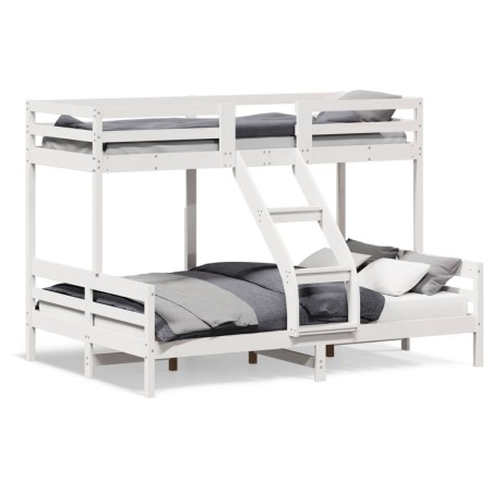 vidaXL Etagenbett 90x200/140x200 cm Weiß Massivholz Kiefer
