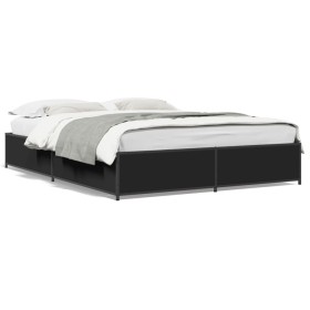 vidaXL Bettgestell Schwarz 135x190 cm Holzwerkstoff und Metall