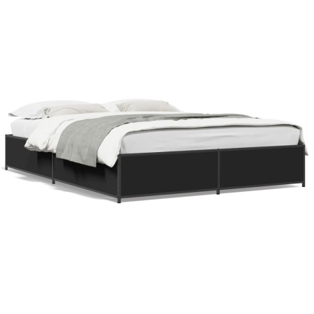 vidaXL Bettgestell Schwarz 135x190 cm Holzwerkstoff und Metall