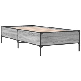 vidaXL Bettgestell Grau Sonoma 90x190 cm Holzwerkstoff und Metall