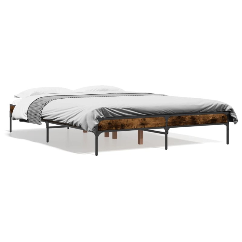 vidaXL Bettgestell Räuchereiche 135x190 cm Holzwerkstoff und Metall vidaXL Bettgestell Räuchereiche 135x190 cm Holzwerkstoff und Metall