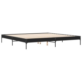 vidaXL Bettgestell Schwarz 200x200 cm Holzwerkstoff und Metall