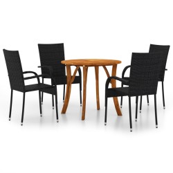 5-tlg. Garten-Essgruppe Schwarz