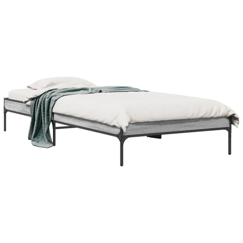 vidaXL Bettgestell Grau Sonoma 100x200 cm Holzwerkstoff und Metall vidaXL Bettgestell Grau Sonoma 100x200 cm Holzwerkstoff und Metall