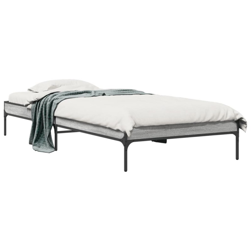 vidaXL Bettgestell Grau Sonoma 90x200 cm Holzwerkstoff und Metall vidaXL Bettgestell Grau Sonoma 90x200 cm Holzwerkstoff und Metall