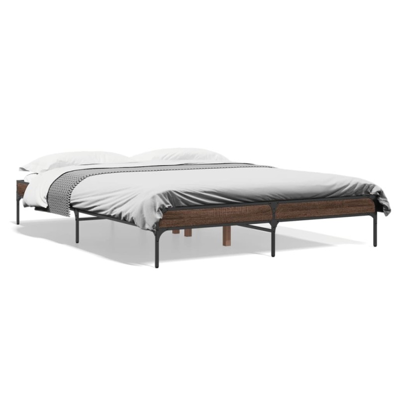 vidaXL Bettgestell Braun Eichen-Optik 140x200 cm Holzwerkstoff Metall vidaXL Bettgestell Braun Eichen-Optik 140x200 cm Holzwerkstoff Metall