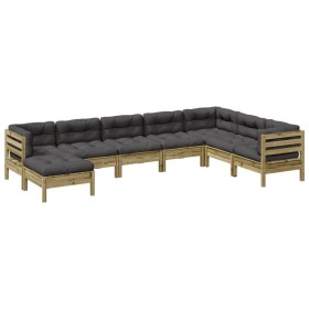 vidaXL 8-tlg. Garten-Sofagarnitur mit Kissen Kiefernholz Imprägniert