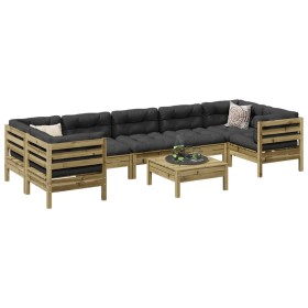 vidaXL 8-tlg. Garten-Sofagarnitur mit Kissen Kiefernholz Imprägniert