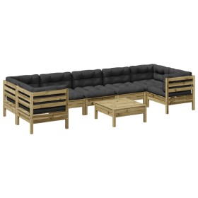 vidaXL 8-tlg. Garten-Sofagarnitur mit Kissen Kiefernholz Imprägniert