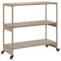 vidaXL Barwagen 3 Böden Beige Poly Rattan und Massivholz Akazie vidaXL Barwagen 3 Böden Beige Poly Rattan und Massivholz Akazie