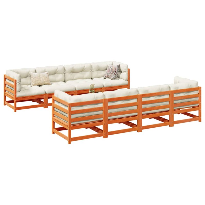 vidaXL 9-tlg. Garten-Sofagarnitur Wachsbraun Massivholz Kiefer vidaXL 9-tlg. Garten-Sofagarnitur Wachsbraun Massivholz Kiefer