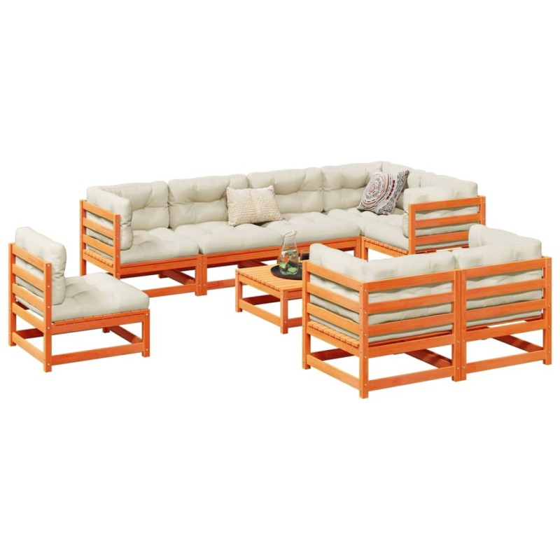 vidaXL 9-tlg. Garten-Sofagarnitur Wachsbraun Massivholz Kiefer vidaXL 9-tlg. Garten-Sofagarnitur Wachsbraun Massivholz Kiefer