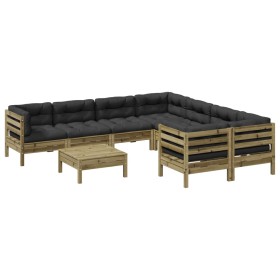 vidaXL 9-tlg. Garten-Sofagarnitur mit Kissen Kiefernholz Imprägniert
