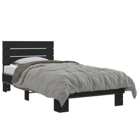 vidaXL Bettgestell Schwarz 75x190 cm Holzwerkstoff und Metall