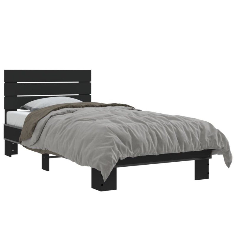vidaXL Bettgestell Schwarz 75x190 cm Holzwerkstoff und Metall vidaXL Bettgestell Schwarz 75x190 cm Holzwerkstoff und Metall