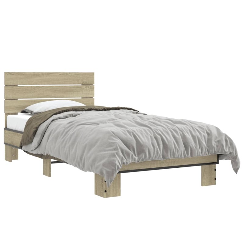 vidaXL Bettgestell Sonoma-Eiche 90x190 cm Holzwerkstoff und Metall vidaXL Bettgestell Sonoma-Eiche 90x190 cm Holzwerkstoff und Metall