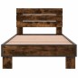 vidaXL Bettgestell Räuchereiche 100x200 cm Holzwerkstoff und Metall vidaXL Bettgestell Räuchereiche 100x200 cm Holzwerkstoff und Metall