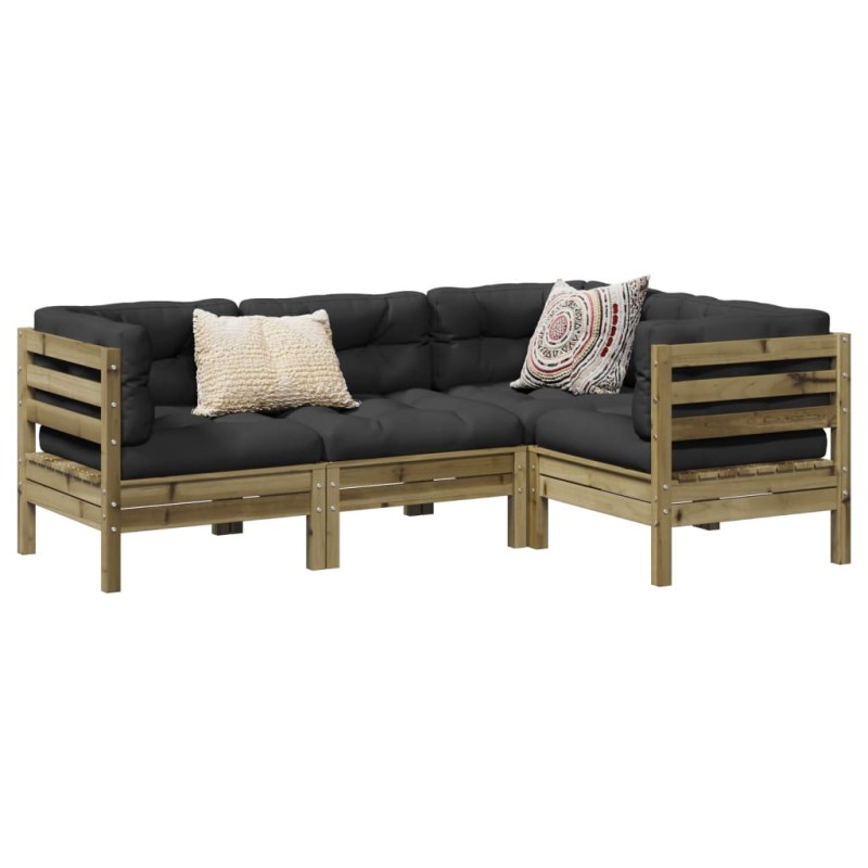 vidaXL 4-tlg. Garten-Sofagarnitur mit Kissen Kiefernholz Imprägniert vidaXL 4-tlg. Garten-Sofagarnitur mit Kissen Kiefernholz Imprägniert