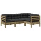 vidaXL 4-tlg. Garten-Sofagarnitur mit Kissen Kiefernholz Imprägniert vidaXL 4-tlg. Garten-Sofagarnitur mit Kissen Kiefernholz Imprägniert
