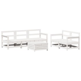 vidaXL 6-tlg. Garten-Sofagarnitur Weiß Massivholz Kiefer