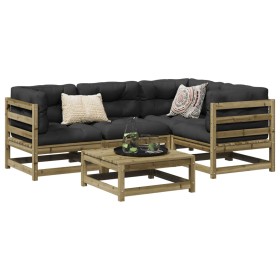 vidaXL 5-tlg. Garten-Sofagarnitur mit Kissen Kiefernholz Imprägniert