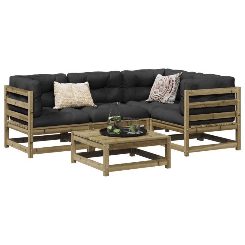 vidaXL 5-tlg. Garten-Sofagarnitur mit Kissen Kiefernholz Imprägniert vidaXL 5-tlg. Garten-Sofagarnitur mit Kissen Kiefernholz Imprägniert
