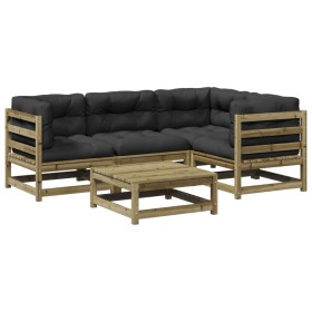 vidaXL 5-tlg. Garten-Sofagarnitur mit Kissen Kiefernholz Imprägniert