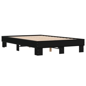 vidaXL Bettgestell Schwarz 140x190 cm Holzwerkstoff und Metall