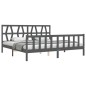 Massivholzbett mit Kopfteil Grau 200x200 cm Massivholzbett mit Kopfteil Grau 200x200 cm