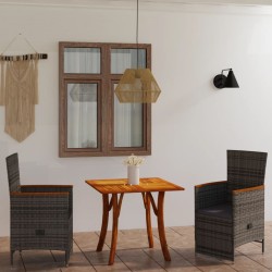 3-tlg. Garten-Essgruppe Grau