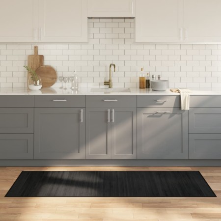 vidaXL Teppich Rechteckig Schwarz 70x200 cm Bambus