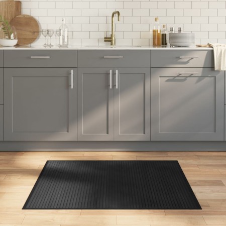 vidaXL Teppich Rechteckig Schwarz 80x100 cm Bambus