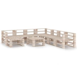 9-tlg. Garten-Lounge-Set aus Paletten Kiefernholz