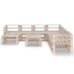 9-tlg. Garten-Lounge-Set aus Paletten Kiefernholz