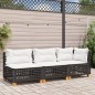 vidaXL Gartensofa mit Kissen 3-Sitzer Schwarz Poly Rattan vidaXL Gartensofa mit Kissen 3-Sitzer Schwarz Poly Rattan