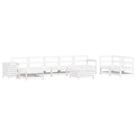 vidaXL 10-tlg. Garten-Sofagarnitur Weiß Massivholz Kiefer