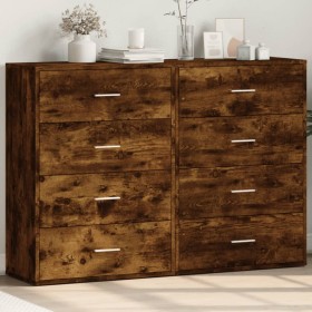 vidaXL Sideboards 2 Stk. Räuchereiche 60x31x84 cm Holzwerkstoff