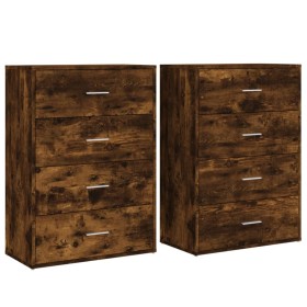 vidaXL Sideboards 2 Stk. Räuchereiche 60x31x84 cm Holzwerkstoff