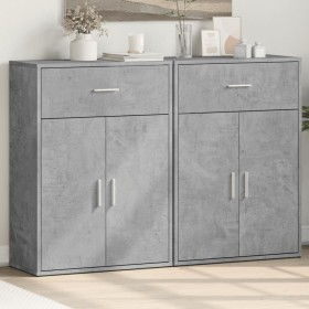 vidaXL Sideboards 2 Stk. Betongrau 60x30x84 cm Holzwerkstoff