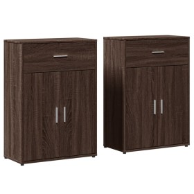 vidaXL Sideboards 2 Stk. Braun Eichen-Optik 60x30x84 cm Holzwerkstoff