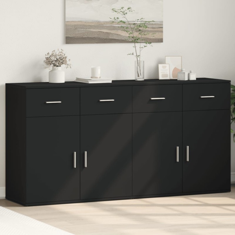vidaXL Sideboards 2 Stk. Schwarz 79x38x80 cm Holzwerkstoff vidaXL Sideboards 2 Stk. Schwarz 79x38x80 cm Holzwerkstoff