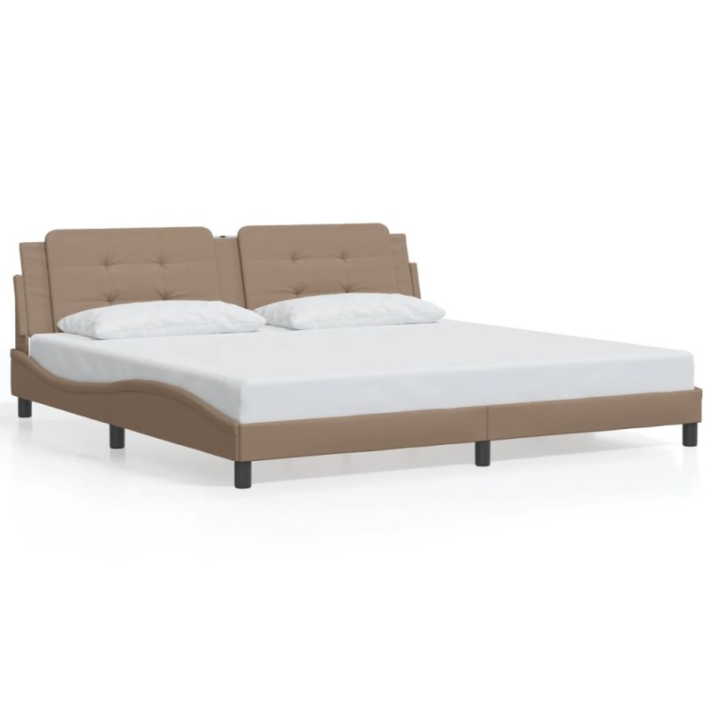 vidaXL Bettgestell mit LED Cappuccino-Braun 200x200 cm Kunstleder vidaXL Bettgestell mit LED Cappuccino-Braun 200x200 cm Kunstleder
