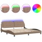 vidaXL Bettgestell mit LED Cappuccino-Braun 200x200 cm Kunstleder vidaXL Bettgestell mit LED Cappuccino-Braun 200x200 cm Kunstleder