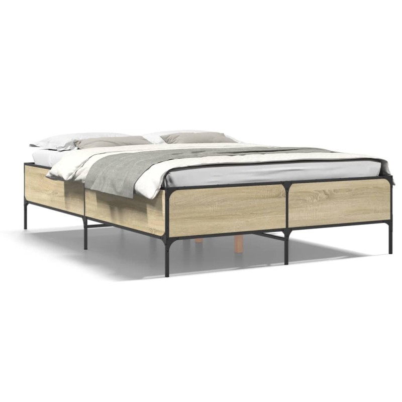 vidaXL Bettgestell Sonoma-Eiche 150x200 cm Holzwerkstoff und Metall vidaXL Bettgestell Sonoma-Eiche 150x200 cm Holzwerkstoff und Metall