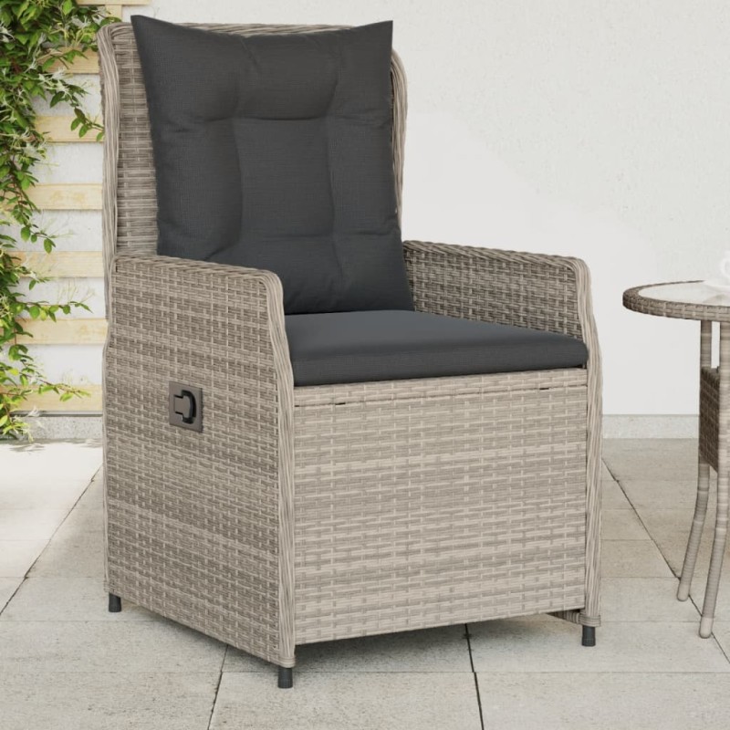 vidaXL Gartensessel 2 Stk. Verstellbar Hellgrau Poly Rattan vidaXL Gartensessel 2 Stk. Verstellbar Hellgrau Poly Rattan