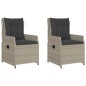 vidaXL Gartensessel 2 Stk. Verstellbar Hellgrau Poly Rattan vidaXL Gartensessel 2 Stk. Verstellbar Hellgrau Poly Rattan