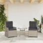 vidaXL Gartensessel 2 Stk. Verstellbar Hellgrau Poly Rattan vidaXL Gartensessel 2 Stk. Verstellbar Hellgrau Poly Rattan