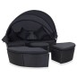 vidaXL Outdoor-Loungebett mit Dach Poly Rattan Schwarz vidaXL Outdoor-Loungebett mit Dach Poly Rattan Schwarz