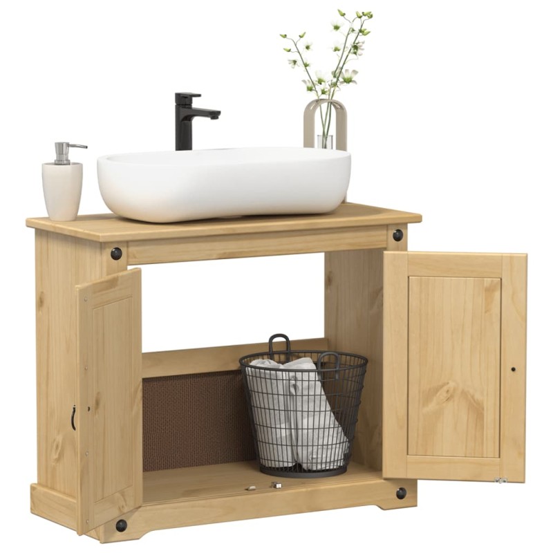 vidaXL Waschbeckenunterschrank Corona 73x33x60 cm Massivholz Kiefer vidaXL Waschbeckenunterschrank Corona 73x33x60 cm Massivholz Kiefer