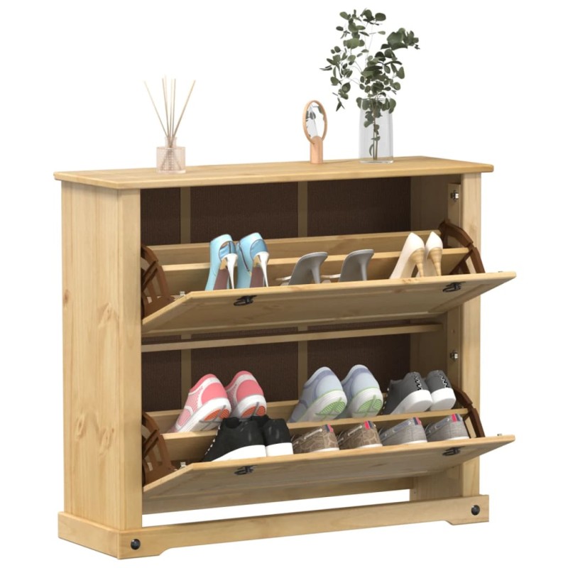 vidaXL Schuhschrank Corona 99x32x85 cm Massivholz Kiefer vidaXL Schuhschrank Corona 99x32x85 cm Massivholz Kiefer